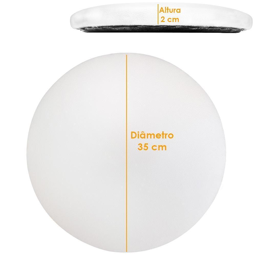 Kit 03 Assentos Redondo Banqueta Cadeira Estofados Poltronas H02 Corino Branco 35 Cm - Lyam Decor - 3