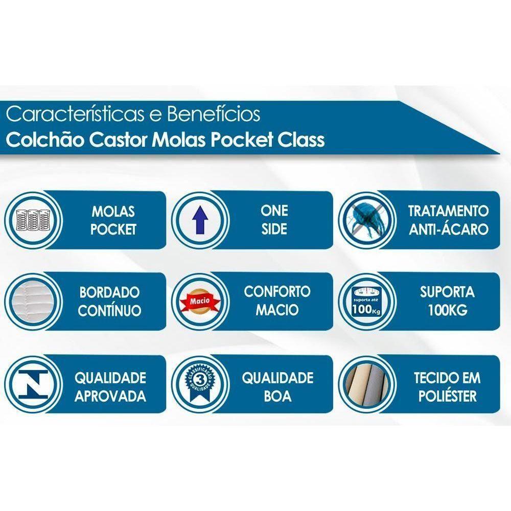Cama Box Baú King: Colchão Molas Castor Pocket Class + Base CRC Suede Clean(193x203) - 5