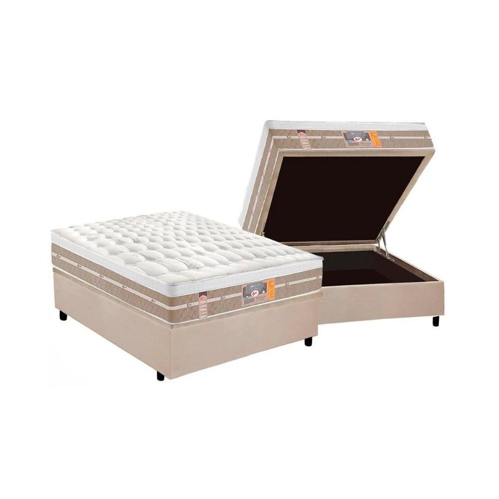 Cama Box Casal: Colchão Molas Pocket Ensacadas Castor  Silver Star Air One Face + Base CRC Suede Clean(138x188) - 1