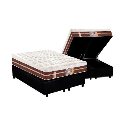 Cama Box Baú Queen: Colchão Molas Pocket Ensacadas Castor  Silver Star Air Híbrido + Base CRC Courano Black(158x198)