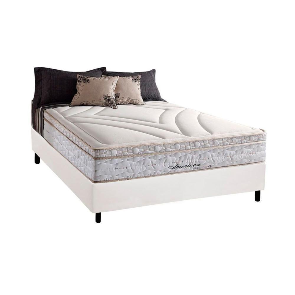 Cama Box Casal: Colchão Molas Herval Maxspring American + Base CRC Courano White(138x188) - 1