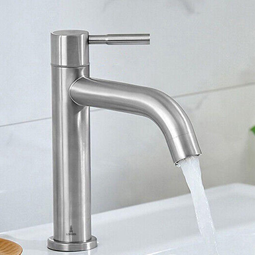 Torneira Misturador Monocomando Lorben Aço Inox Escovado Mesa Pia Bancada Bica Baixa Banheiro Lavatório Gt6144 - 3