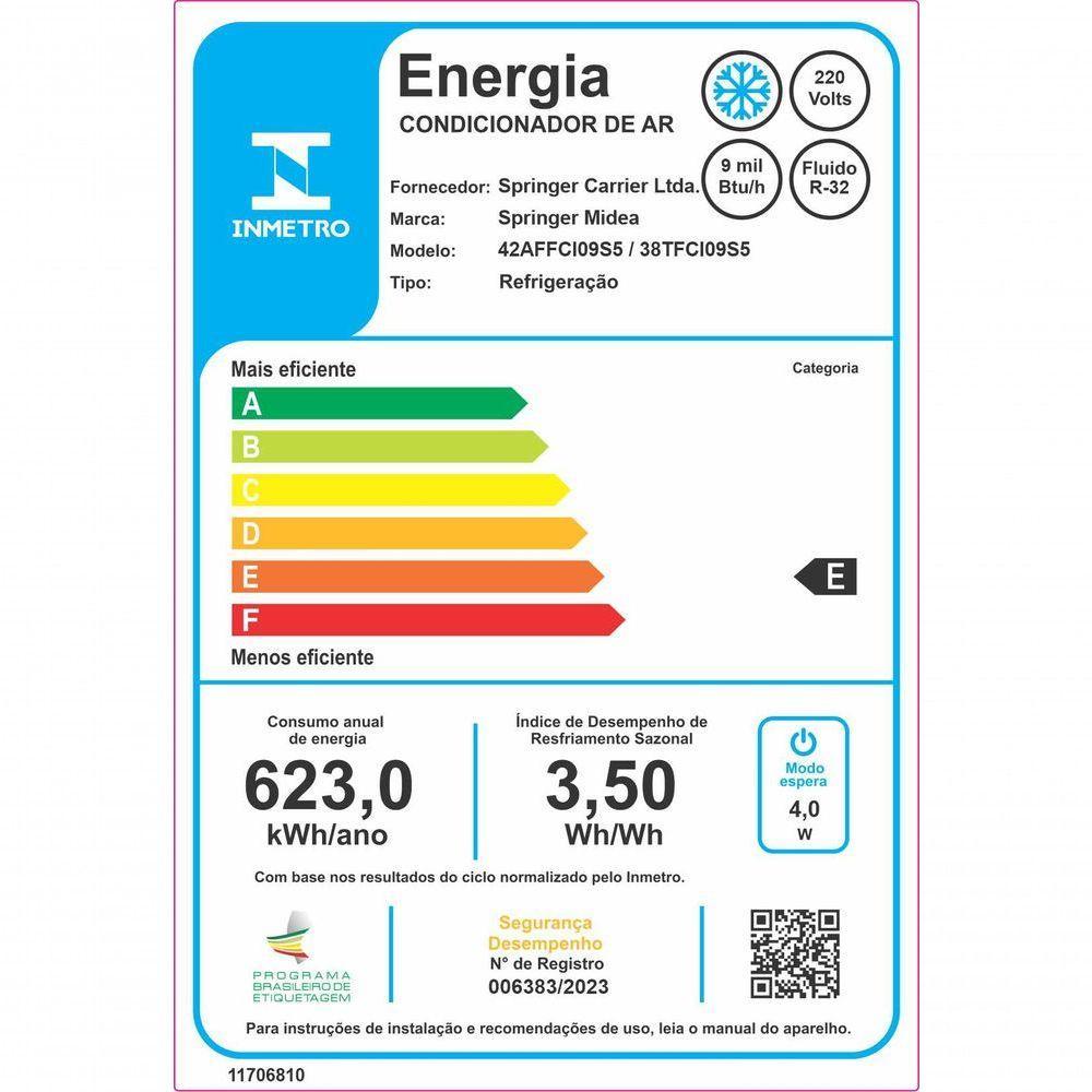 Ar Condicionado Split Hi Wall Springer Midea Airvolution 9.000 BTUS Frio 220v R-32 - 3