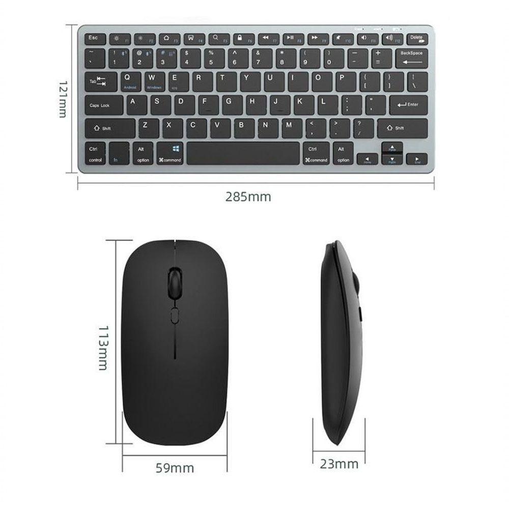 Kit Teclado E Mouse Sem Fio Bluetooth + 2.4ghz Bateria Recarregavel - 4