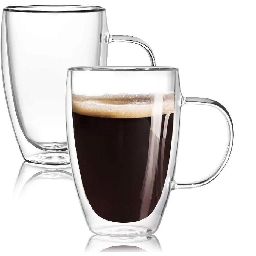 2 Canecas De Vidro Com Parede Dupla Pica-pau-amarelo 350ml - Ilovecoffee Natureza - 1