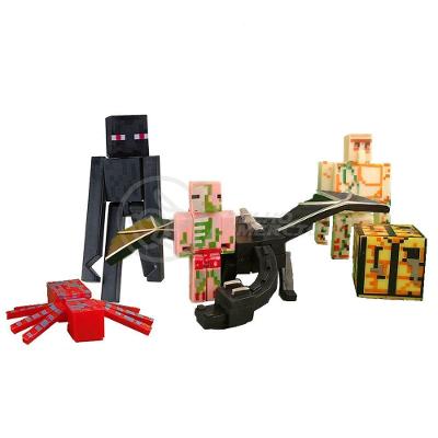 Kit 2 Cartela Minecraft Dragão 10 Bonecos + 2 Bloco Ender Dragon Brinquedo Infantil Bed Wars Pigman