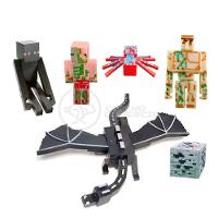 Kit 5 Cartela Minecraft Dragão 25 Bonecos + 5 Bloco Ender Dragon Brinquedo Infantil Bed Wars Pigman