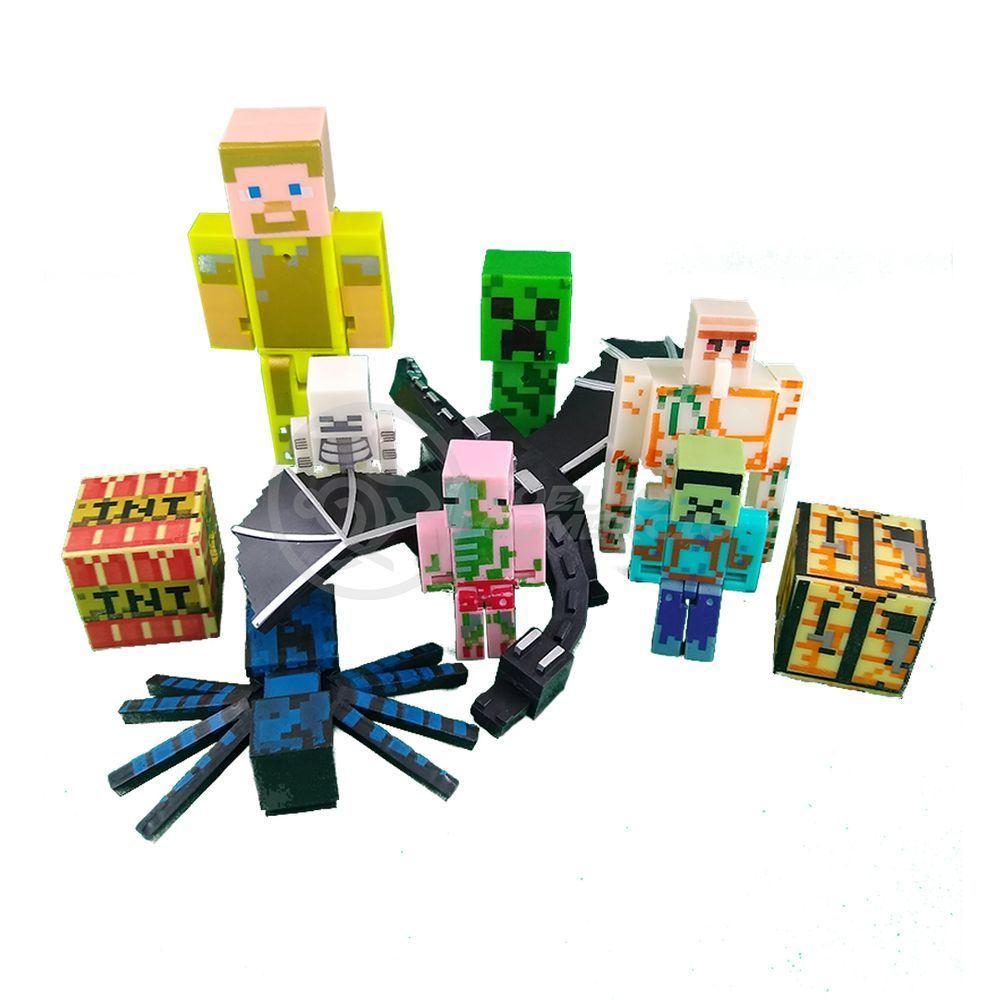 Kit Minecraft Dragão 3 Bonecos 1 Creeper 1 Aranha Azul - 4