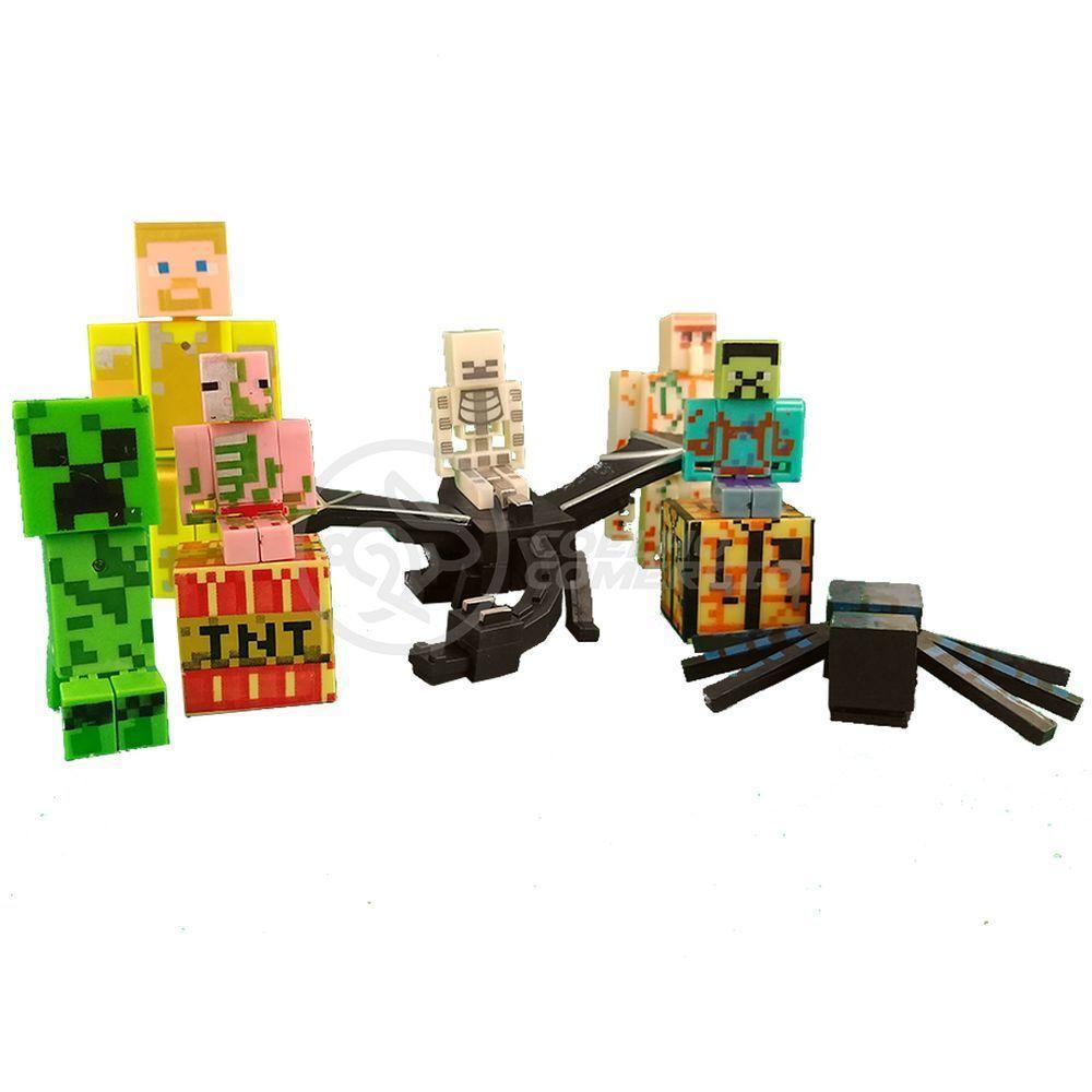 Kit Minecraft Dragão 3 Bonecos 1 Creeper 1 Aranha Azul - 10