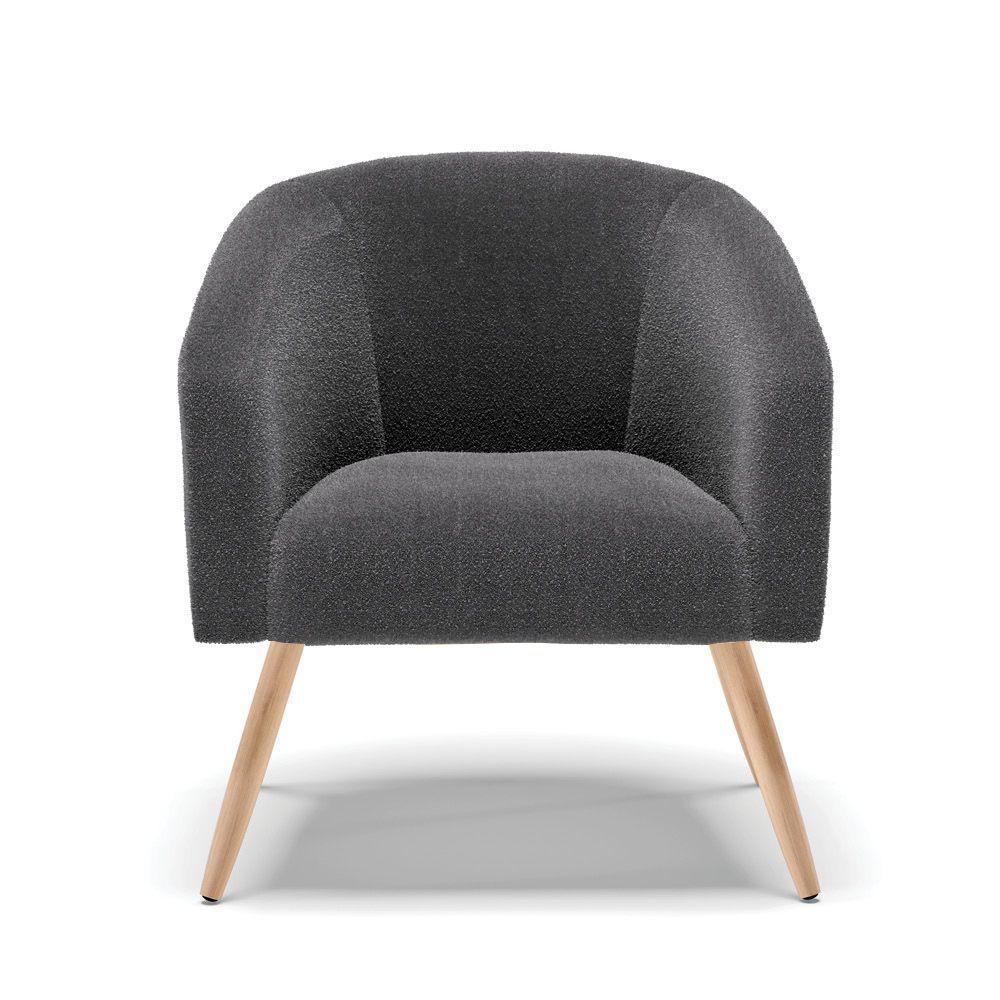 Poltrona Stella Bouclê Grafite Pés Palito Natural - D'rossi - 4