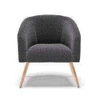 Poltrona Stella Bouclê Grafite Pés Palito Natural - D'rossi