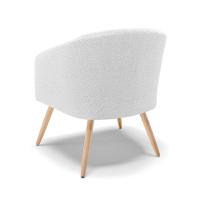 Kit 1 Sofá Namoradeira E 2 Poltronas Stella Bouclê Pés Palito Natural - D'rossi Cor Off White - 9