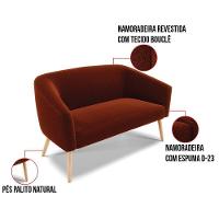 Kit 1 Sofá Namoradeira E 2 Poltronas Stella Bouclê Pés Palito Natural - D'rossi Cor Terra - 8