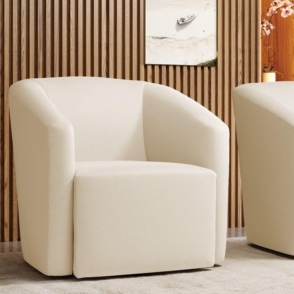 Poltrona Stella Max Corino Bege Base Giratória - D'rossi - 2