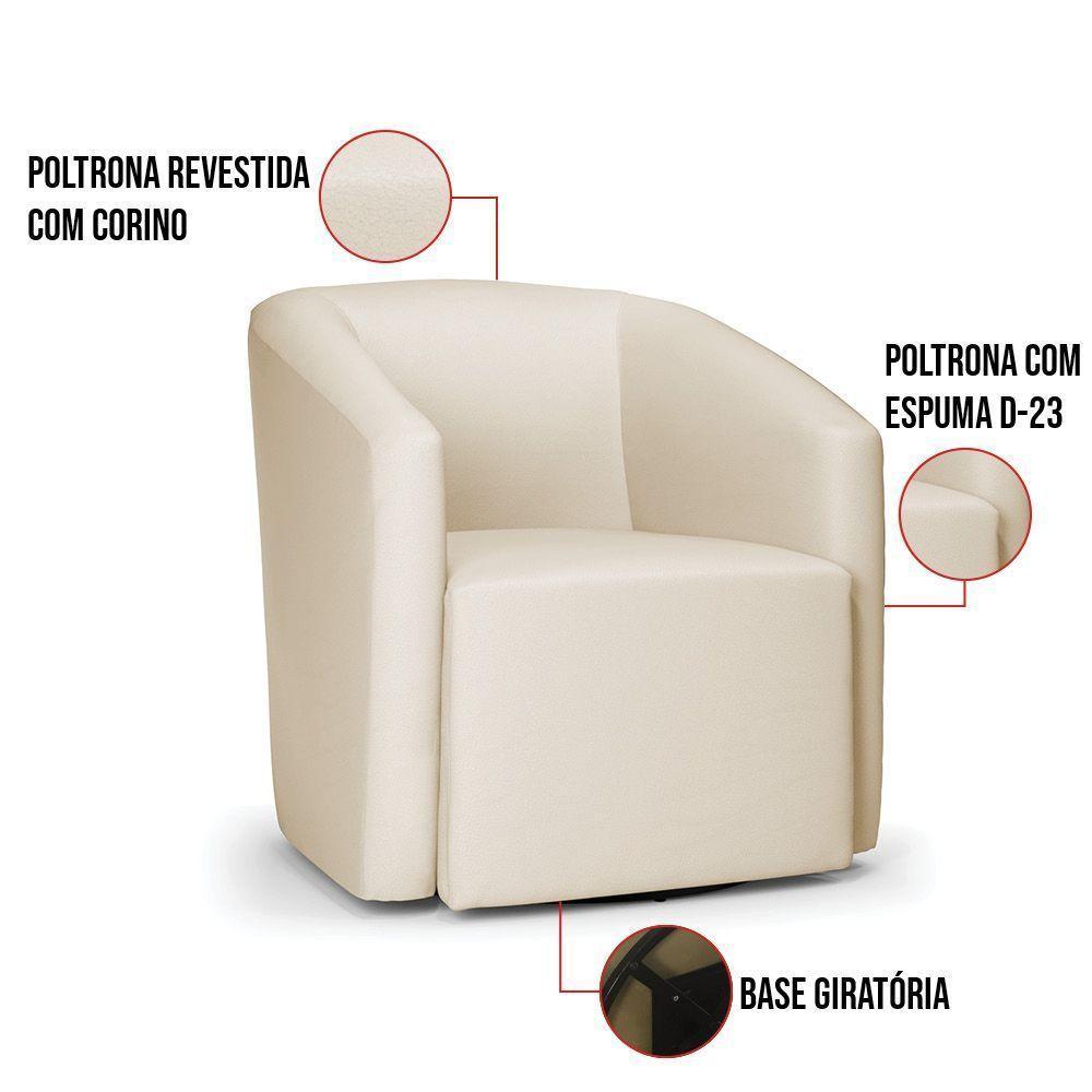 Poltrona Stella Max Corino Bege Base Giratória - D'rossi - 5