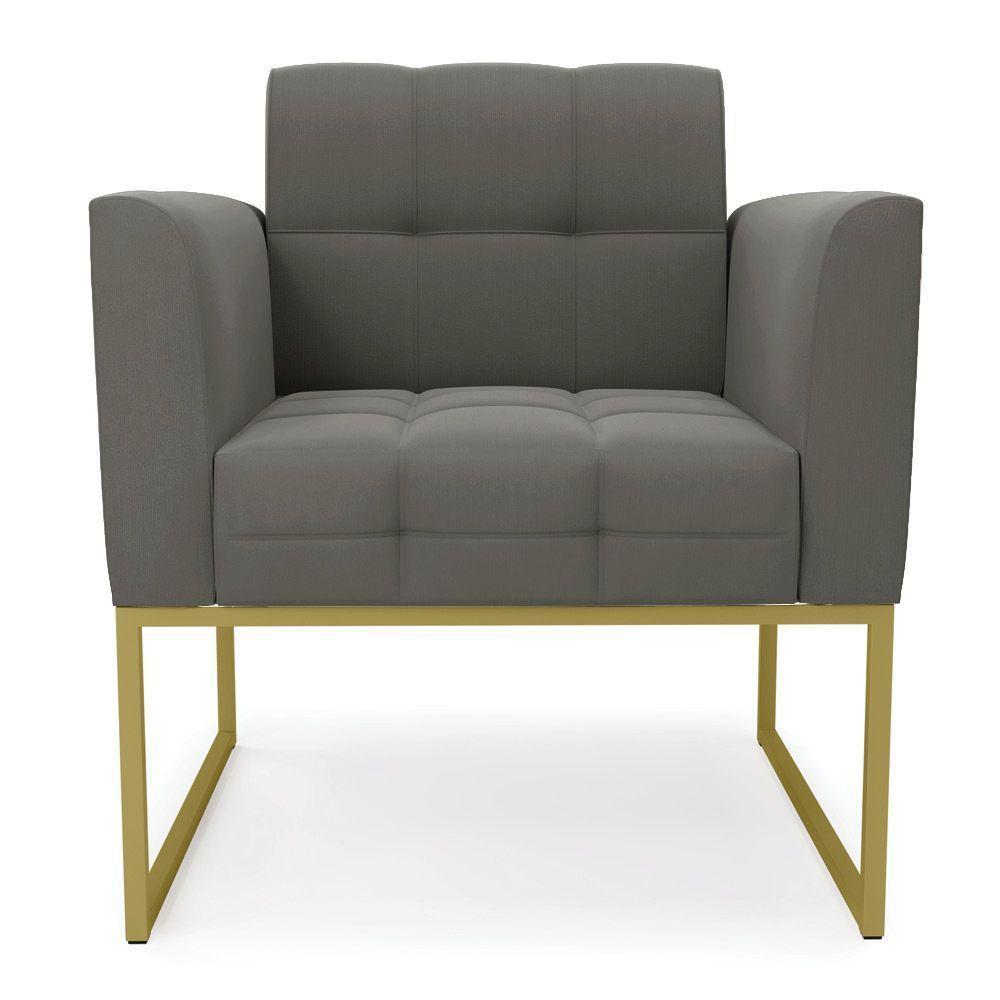 Kit 2 Poltronas Elisa Suede Base Metálica Industrial Dourado - D'rossi Cor Grafite - 4