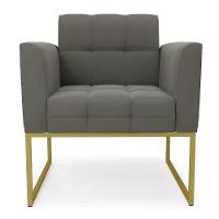 Kit 2 Poltronas Elisa Suede Base Metálica Industrial Dourado - D'rossi Cor Grafite