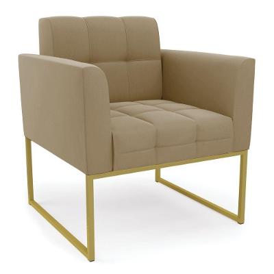 Poltrona Elisa Suede Base Metálica Industrial Dourado - D'rossi Cor Marrom Rato