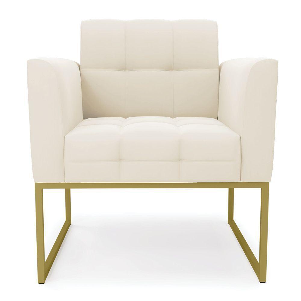 Poltrona Elisa Veludo Bege Base Metálica Industrial Dourado - D'rossi - 7