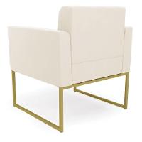 Poltrona Elisa Veludo Bege Base Metálica Industrial Dourado - D'rossi