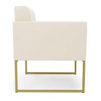 Poltrona Elisa Veludo Bege Base Metálica Industrial Dourado - D'rossi - 6