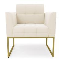 Poltrona Elisa Veludo Bege Base Metálica Industrial Dourado - D'rossi - 7