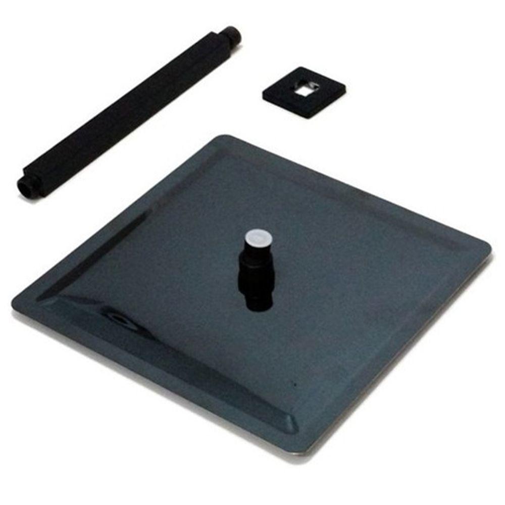 Chuveiro Ducha 20x20 Inox Teto Preto Fosco Quadrado Suporte - 4
