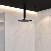 Chuveiro Ducha 20x20 Inox Teto Preto Fosco Quadrado Suporte