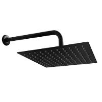 Chuveiro Ducha Slim Quadrado 20x20 Inox Parede Suporte Preto Fosco Piscina Banheiro Area Externa - 1