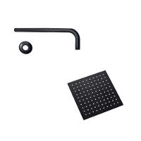 Chuveiro Ducha Slim Quadrado 20x20 Inox Parede Suporte Preto Fosco Piscina Banheiro Area Externa