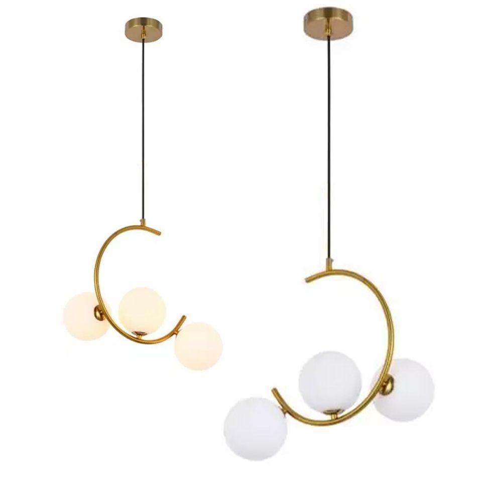 Luminaria Pendente Lustre Meia Lua Enfeite Luxo Sala Quarto - 1