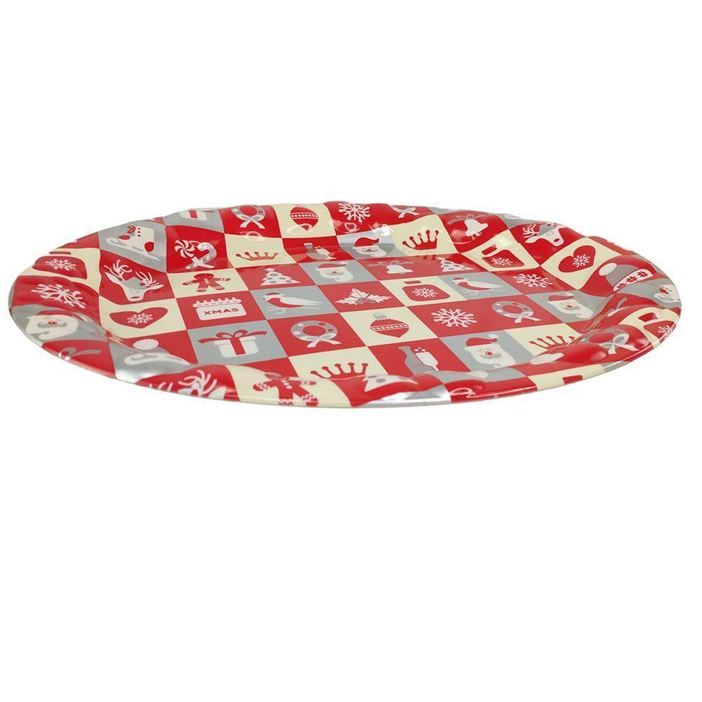 Bandeja Natal Natalino Oval Decoraçao Papai Noel Neve Presente Enfeite Mesa - 1