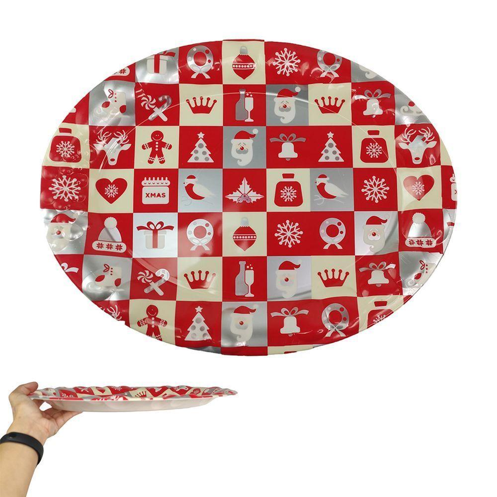 Bandeja Natal Natalino Oval Decoraçao Papai Noel Neve Presente Enfeite Mesa - 2