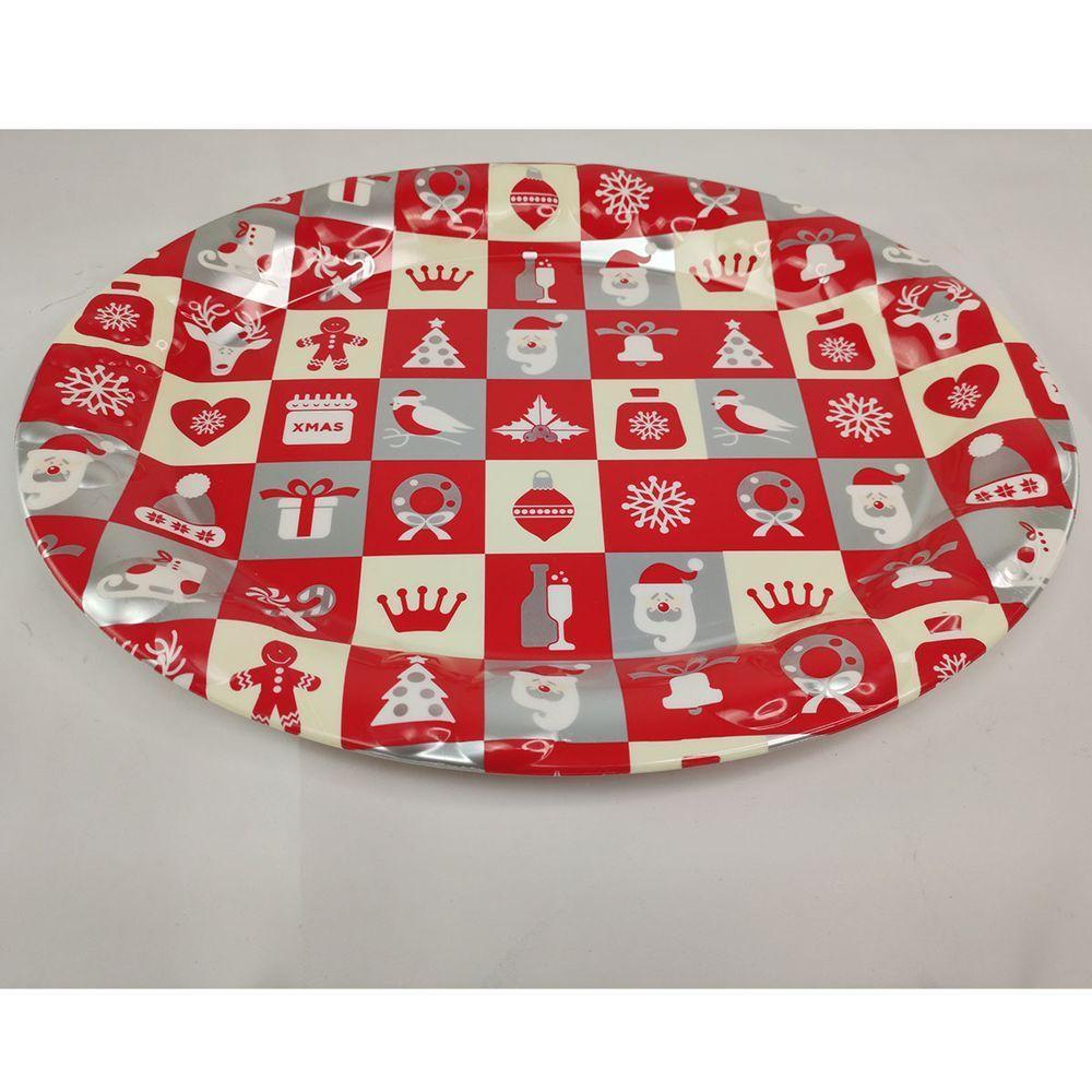 Bandeja Natal Natalino Oval Decoraçao Papai Noel Neve Presente Enfeite Mesa - 3