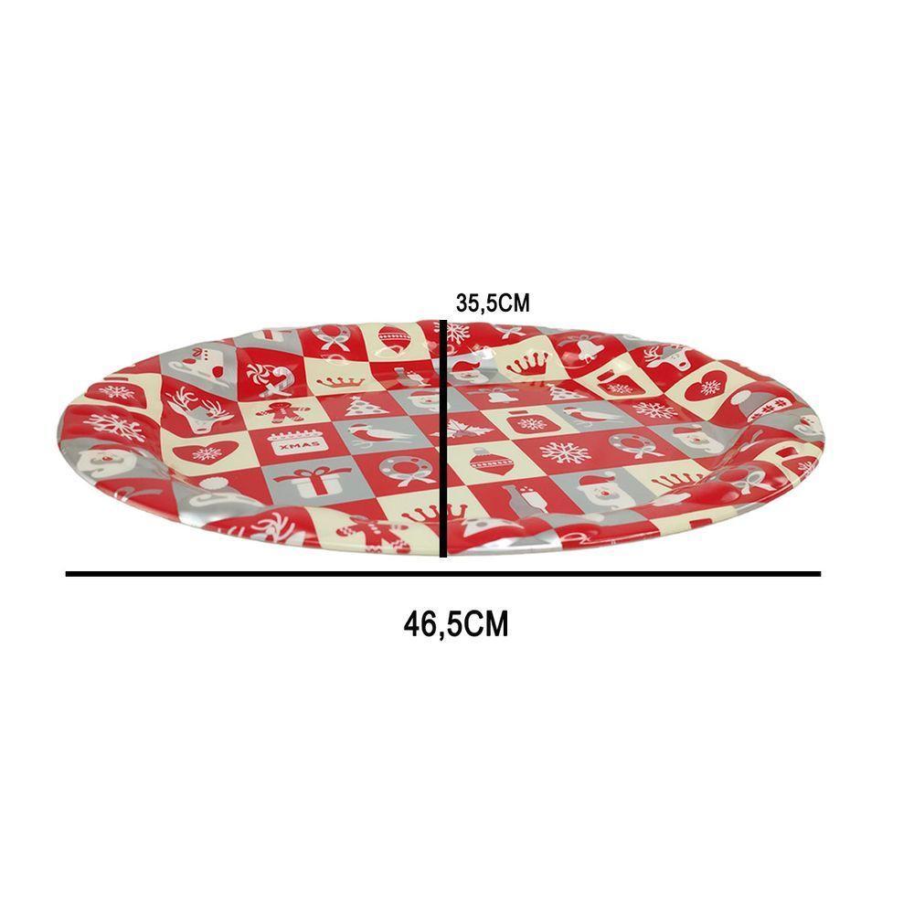 Bandeja Natal Natalino Oval Decoraçao Papai Noel Neve Presente Enfeite Mesa - 6