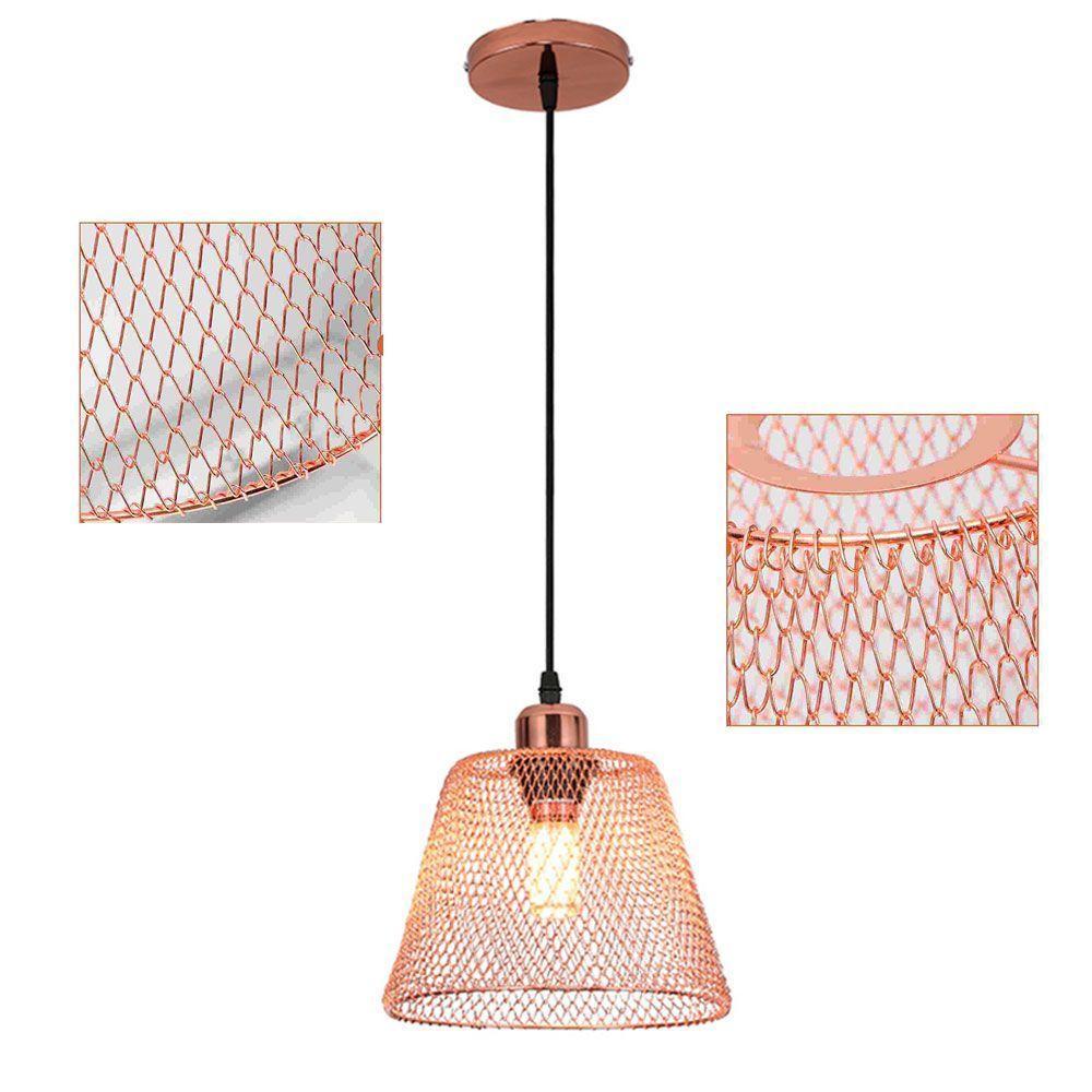 Lustre Abajur Cupula Pendente Metal Aramado Ambiente Casa Decoraçao Quarto - 1