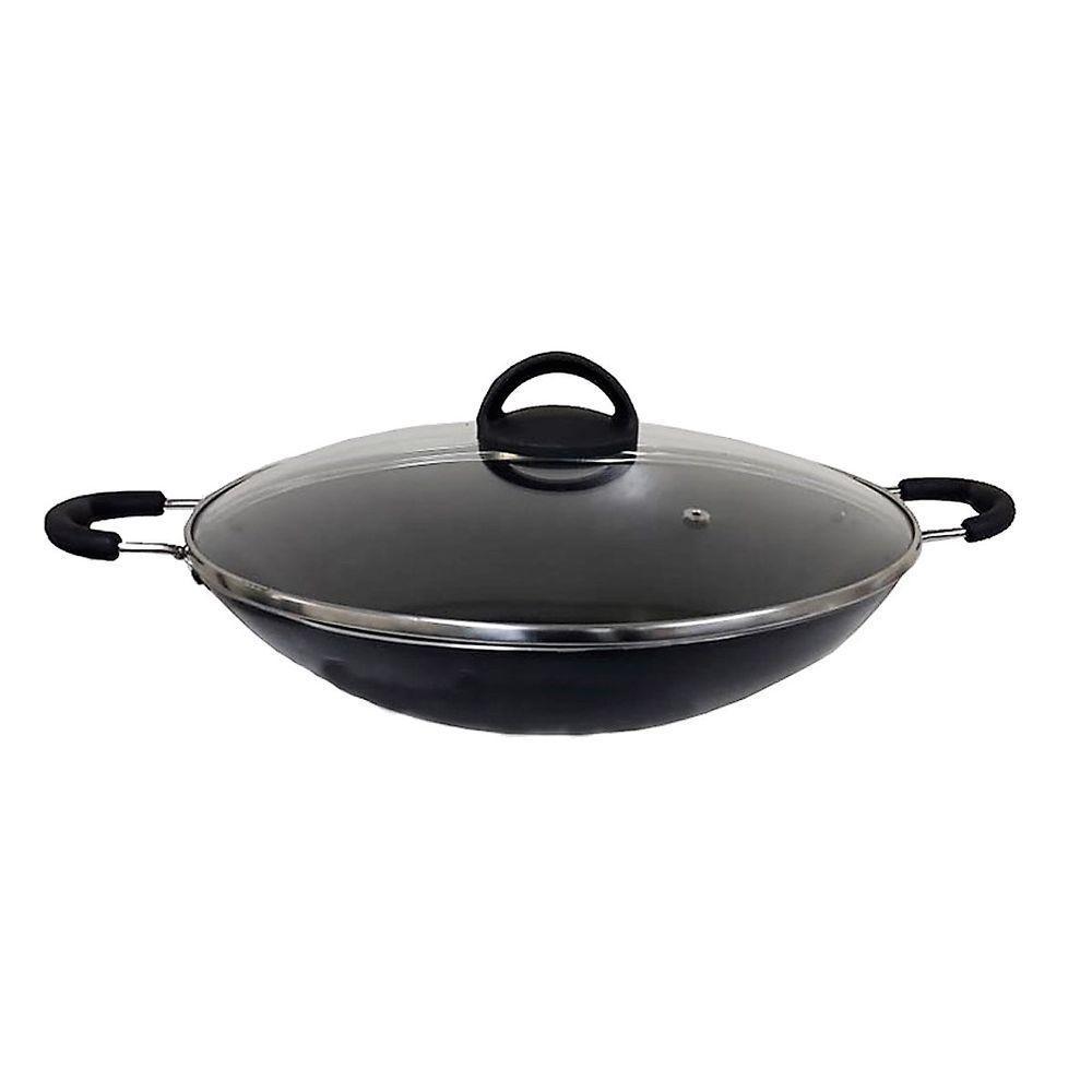 Tacho Chinês Panela Wok Alumínio Antiaderente Tampa 32cm2,5l - 1