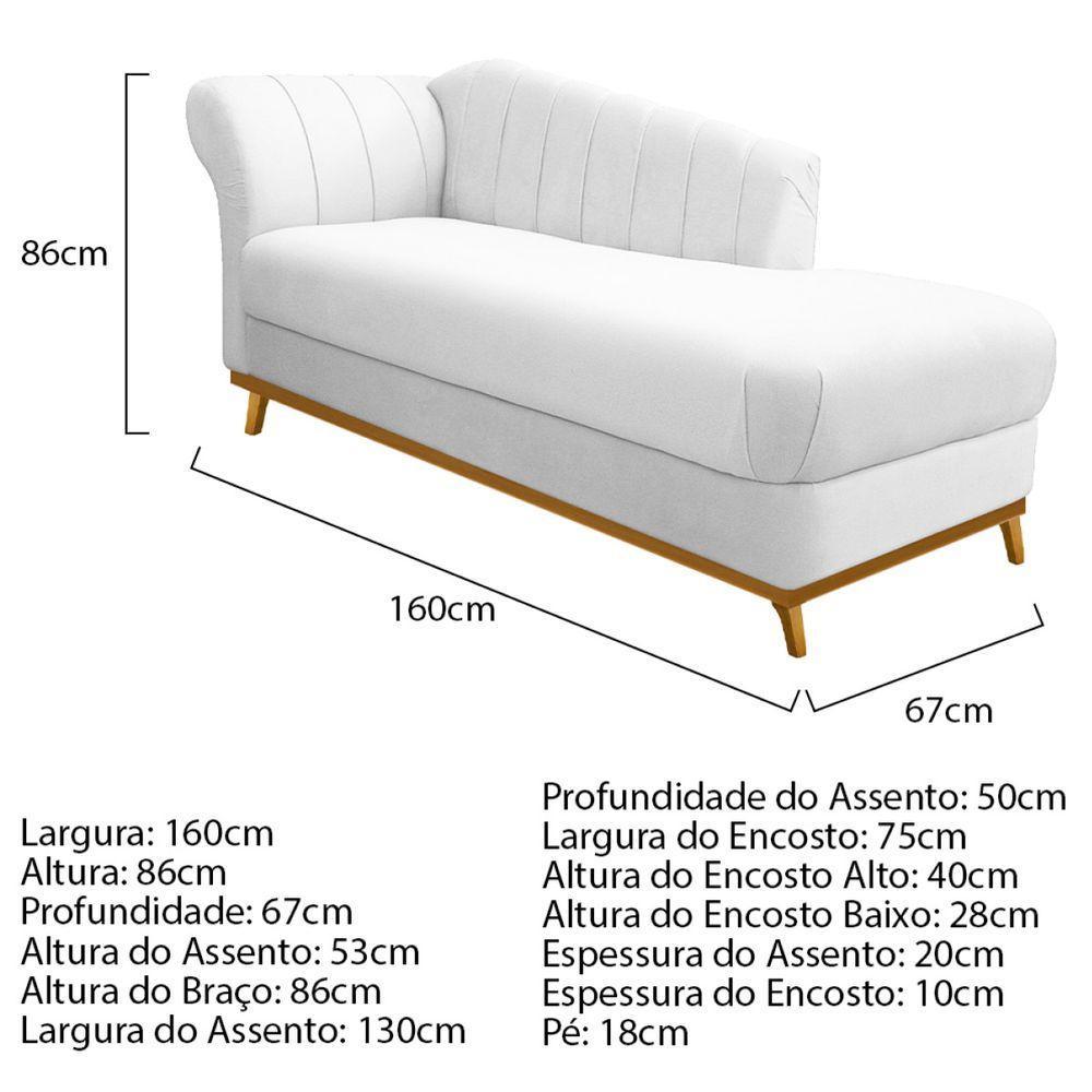 Kit Diva Recamier Vanessa 160cm Lado Direito E 01 Poltrona Laura Suede Cor Branco - 7