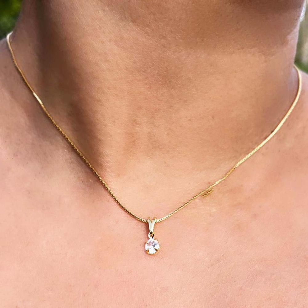 Colar Pingente Ponto De Luz Folheado A Ouro 18K - 3