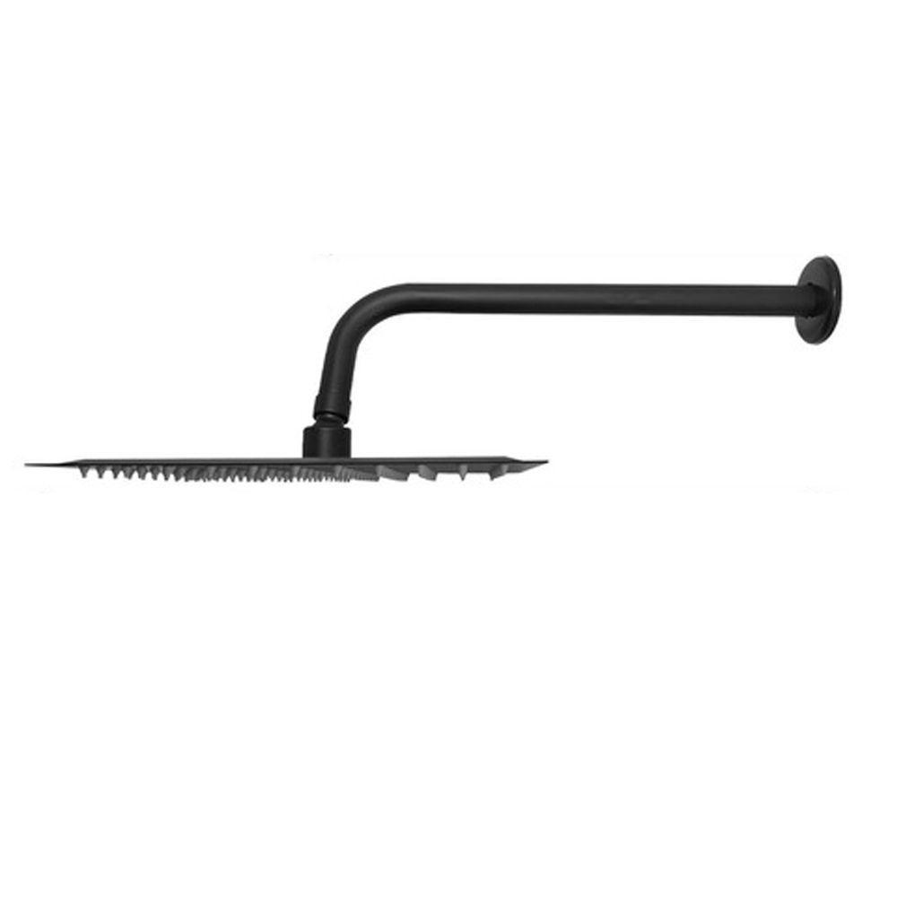 Ducha Chuveiro Slim Inox Quadrado 20x20 Suporte Parede Preto Fosco Banheiro Area Externa Piscina - 5