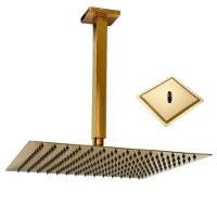Ducha Chuveiro Inox Teto Slim Dourado 20X20 Quadrado Suporte - 1