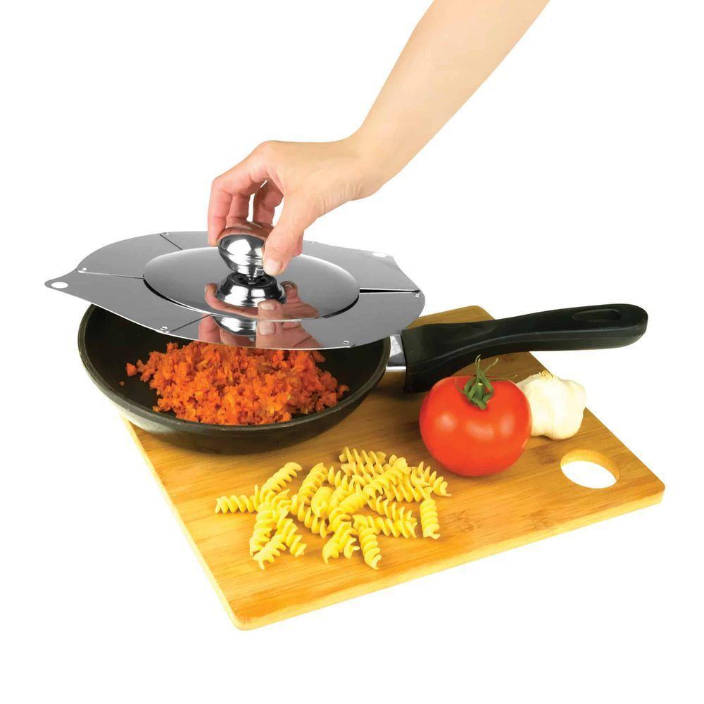 Tampa Frigideira Panela Universal Retratil Ajustavel Inox Cocçao Regula Tamanho Conserva Alimentos - 6