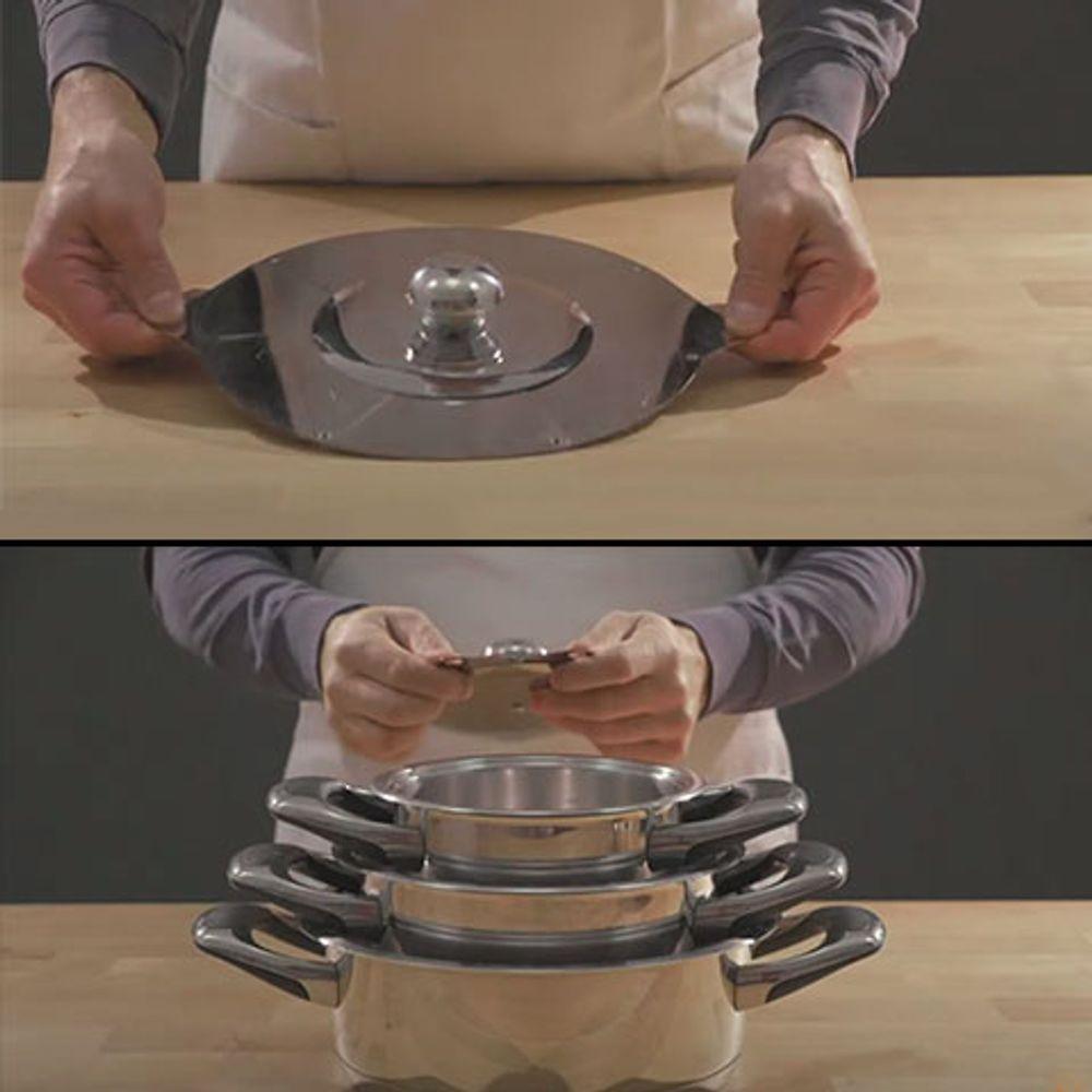 Tampa Frigideira Panela Universal Retratil Ajustavel Inox Cocçao Regula Tamanho Conserva Alimentos - 7