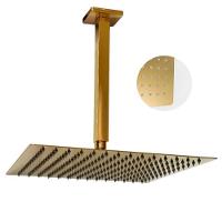Ducha Chuveiro Teto Inox Dourado 20x20 Suporte Quadrado Slim Luxo Banheiro Piscina Banho Area Externa - 1