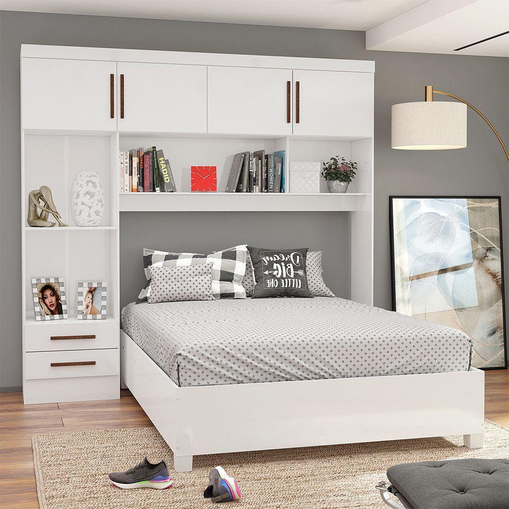 Guarda Roupa Modulado Com Cama Paris 4 Portas 2 Gavetas Branco - 1