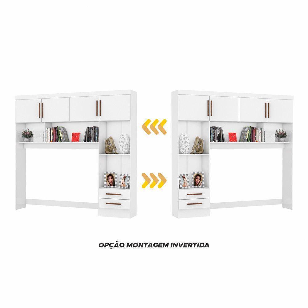Guarda Roupa Modulado Com Cama Paris 4 Portas 2 Gavetas Branco - 9