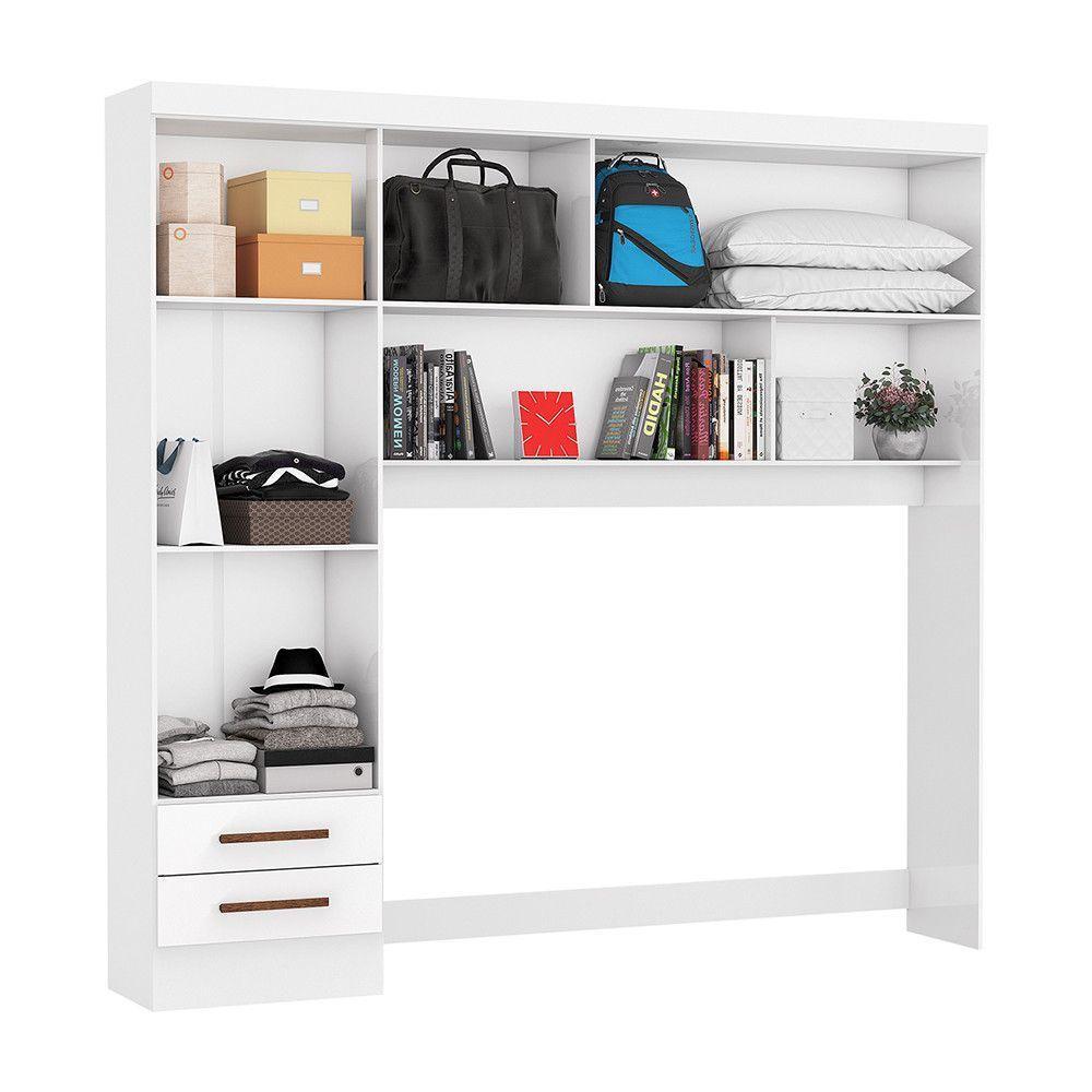 Guarda Roupa Modulado Com Cama Paris 4 Portas 2 Gavetas Branco - 10