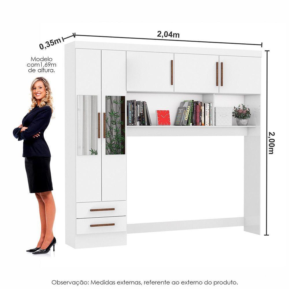 Guarda Roupa Modulado Paris 5 Portas Com Espelho E 2 Gavetas Branco - 3