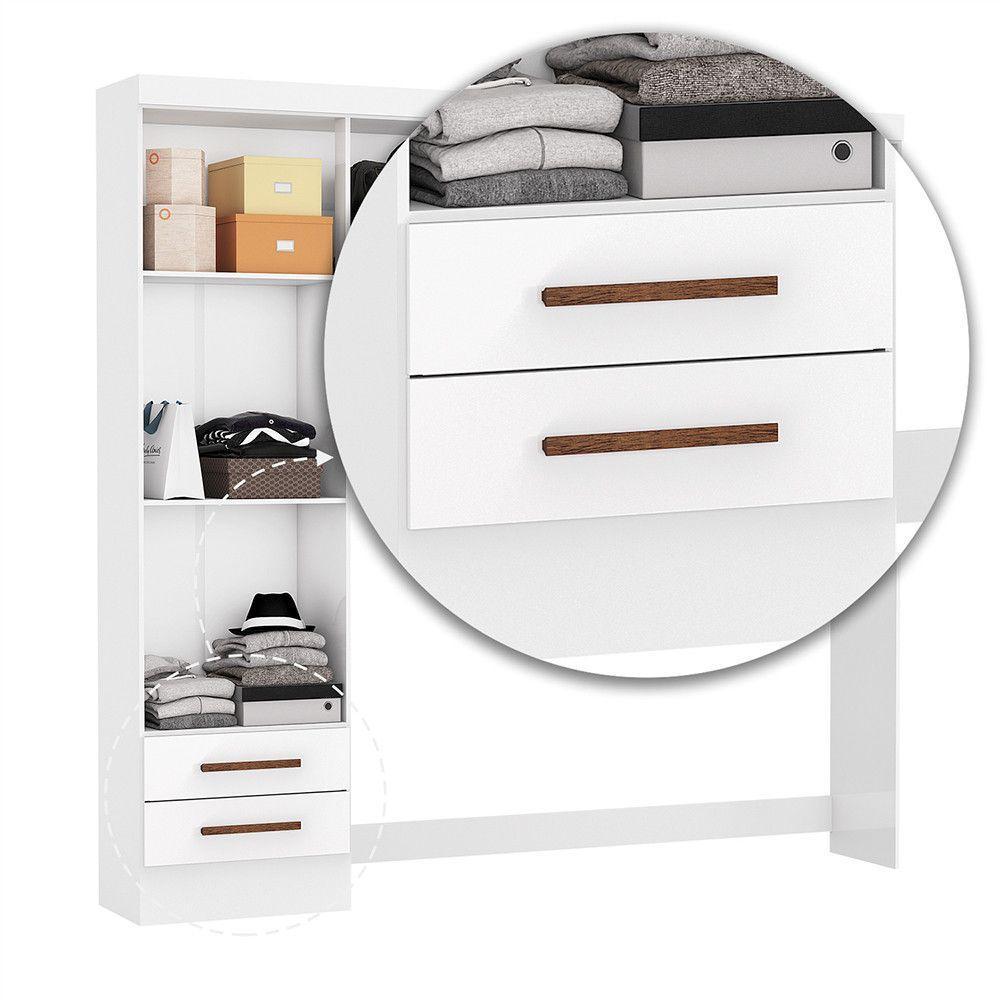 Guarda Roupa Modulado Paris 5 Portas Com Espelho E 2 Gavetas Branco - 4