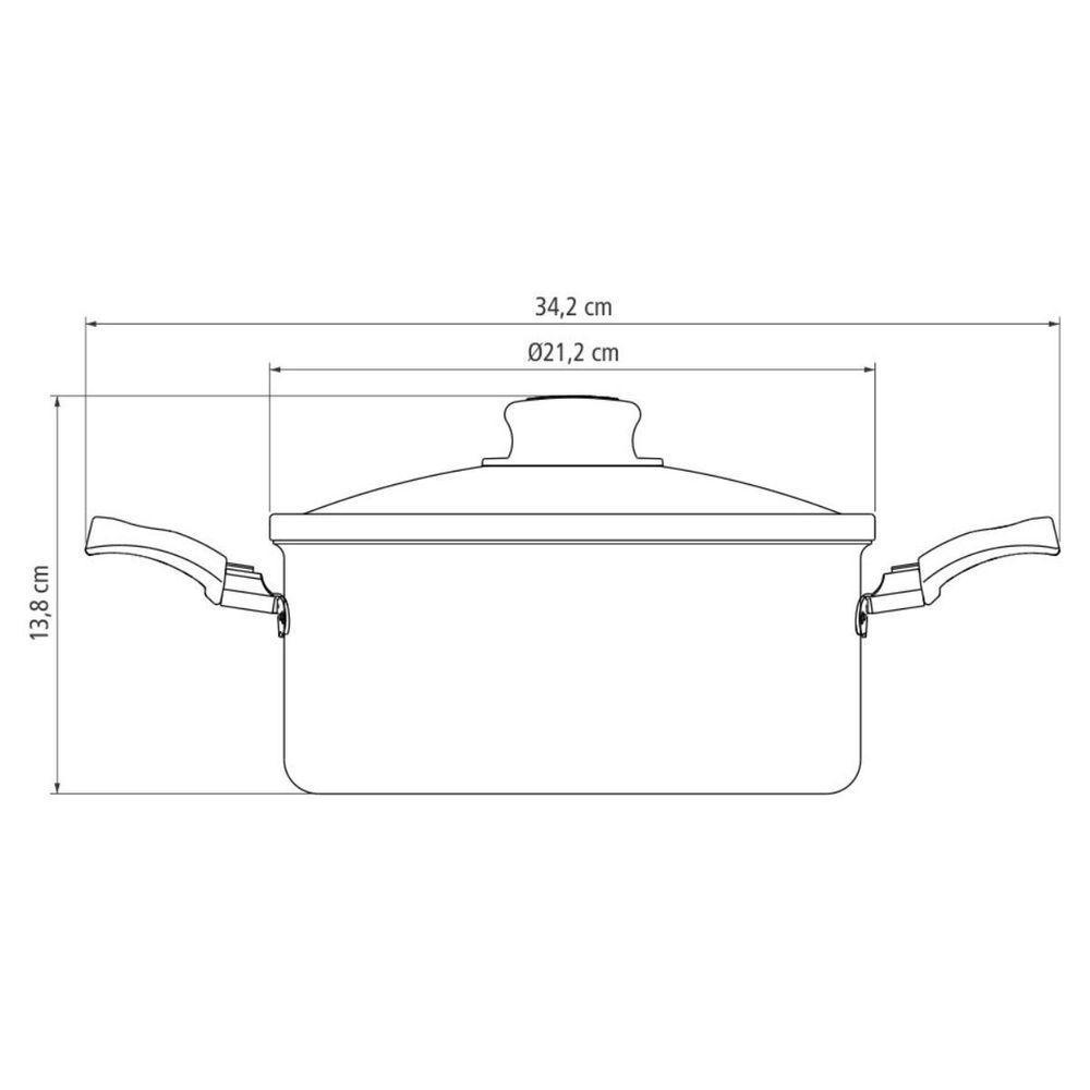 Panela Caçarola Antiaderente Com Tampa De Vidro 20 Cm 2,8l Turim Vermelho Tramontina - 3
